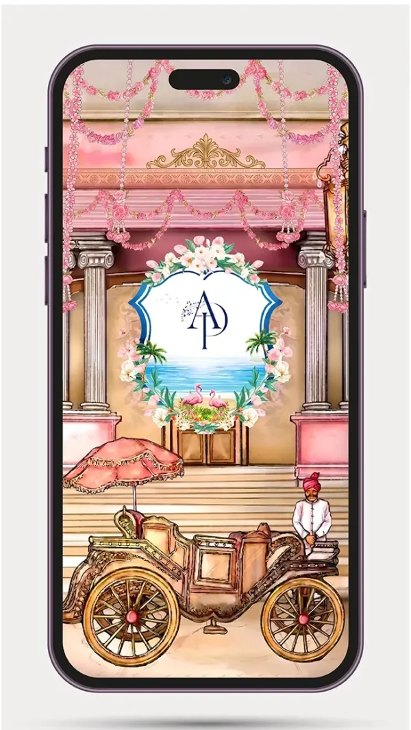 Animated Destination Wedding Invitation Video with luxury digital wedding invite design for destination and Indian weddings featuring elegant animated visuals and personalized wedding details.