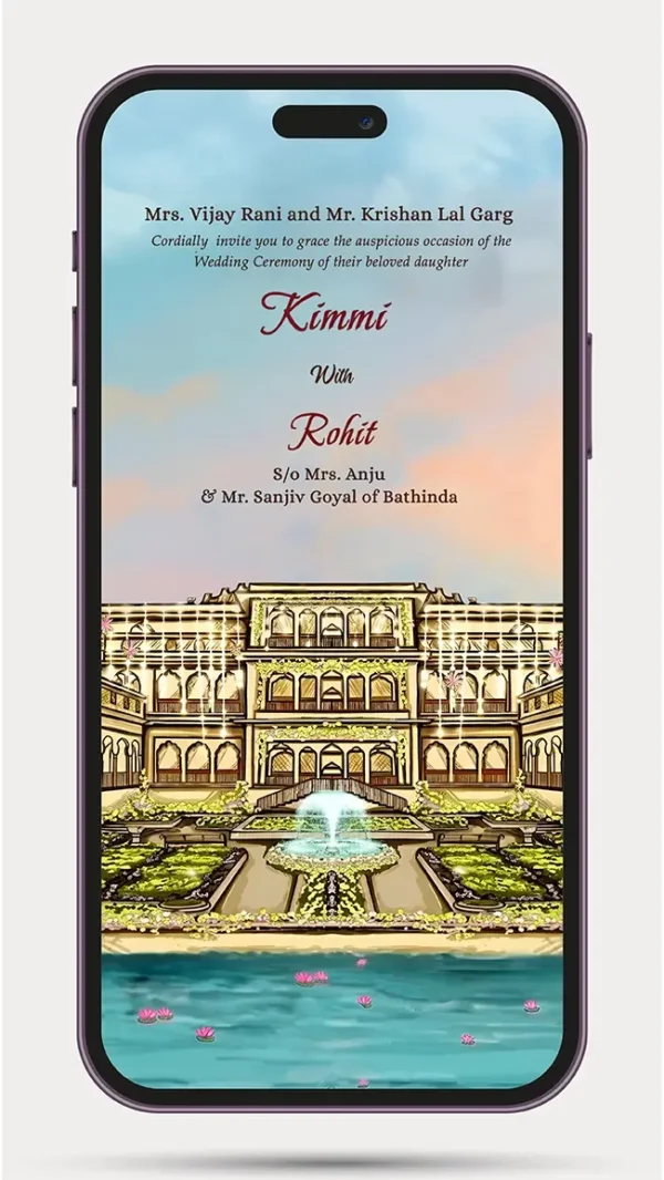 Animated Indian Wedding Invitation Video Template for WhatsApp, Digital Indian Wedding Invite with Elegant Traditional Wedding Design - 34 Ai