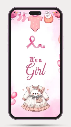 Baby Birth Announcement Invitation Video for Baby Girl with cute pink theme digital newborn announcement invitation template 109