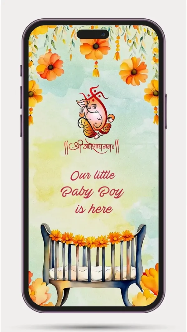 Baby Shower Invitation Card | Elegant Indian Baby Shower Invitation Video Template BS 105 for WhatsApp