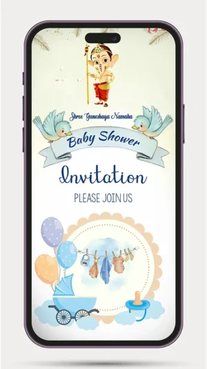 Alt Text: Baby Shower Invitation Video Digital Baby Shower Invite BS 101 with elegant floral theme for WhatsApp invitation.