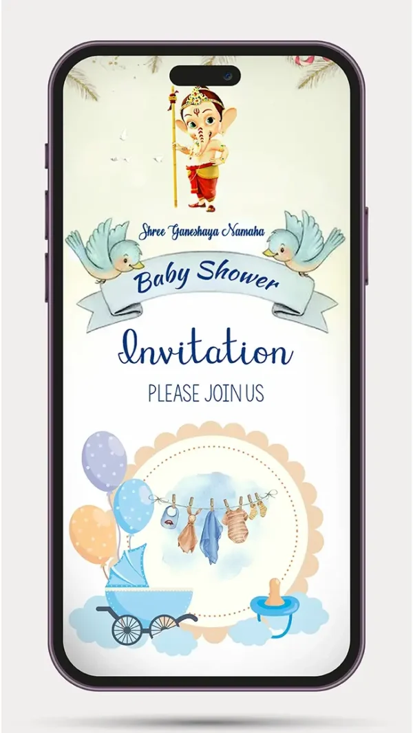 Alt Text: Baby Shower Invitation Video Digital Baby Shower Invite BS 101 with elegant floral theme for WhatsApp invitation.