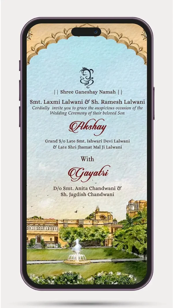 Best Wedding Video Invitation, digital marriage invitation video template for WhatsApp sharing with elegant wedding animation and personalized Indian wedding details.