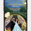 Personalized caricature engagement invitation video for ring ceremony with animated couple design and elegant digital invite template.