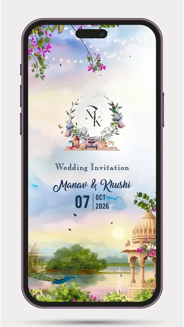 Digital Invite for Wedding Online Indian Wedding Invitation Video 212 PR with elegant animated wedding card design for WhatsApp sharing