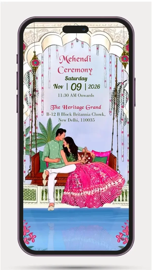 Premium wedding invitation card video featuring a luxury Digital Lagan Invitation design for Indian weddings, personalized with couple names, wedding details, venue, and celebration schedule.