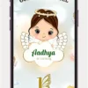 Girl Birthday Invitation video with elegant Angel Theme for girl's birthday celebration, personalized digital birthday invite for WhatsApp sharing.