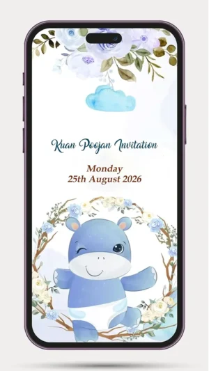 Kua Pujan Invitation Video with Traditional Hindu Ceremony Theme | Digital Kuan Pujan Invite Video Template 02