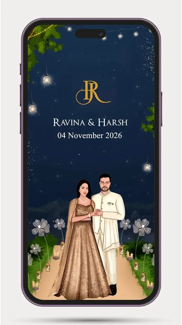 Luxury save the date marriage invitation with elegant gold theme, premium digital wedding invite for WhatsApp and social media sharing.