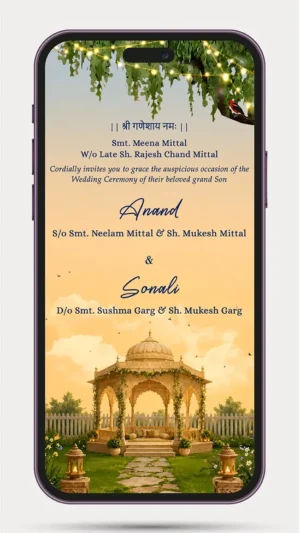 Luxury Wedding Invitation Video with elegant digital design for WhatsApp wedding invitations, personalized Indian wedding e-invite animation.