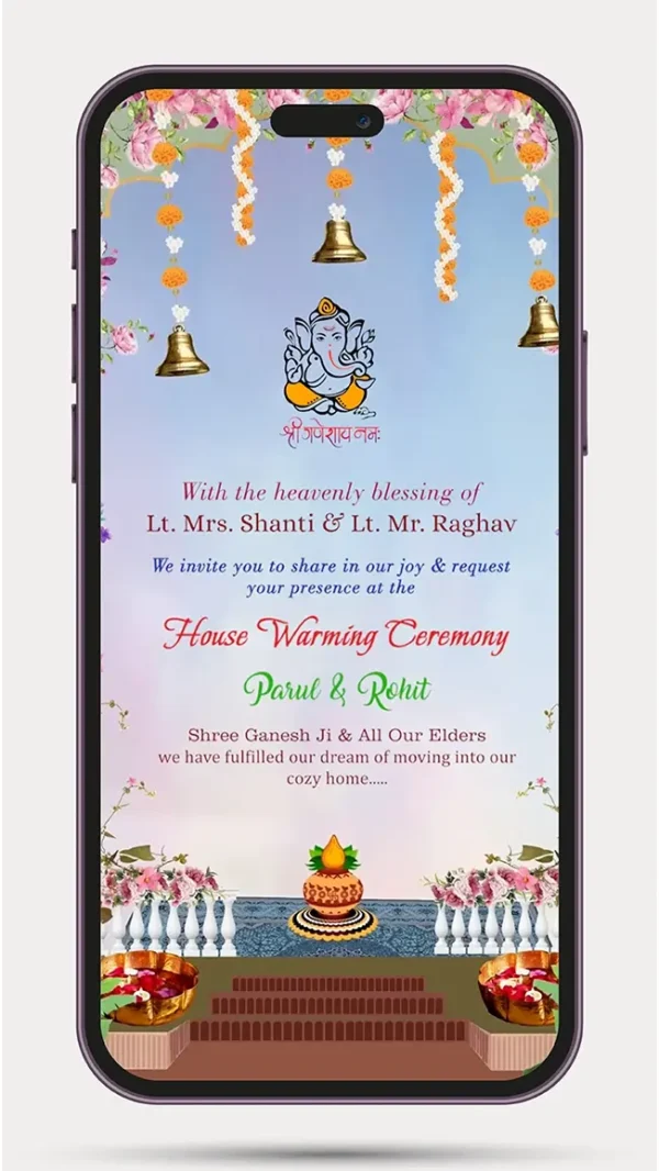 Online House warming Invitation Video – Elegant Homewarming Party Invite Video for Griha Pravesh Ceremony | HW 102