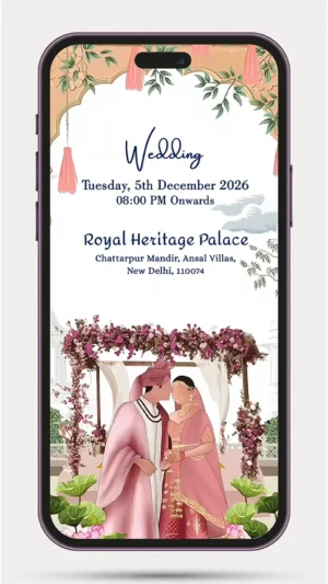 Online Wedding Invitation Video Maker Digital WhatsApp Wedding Invite Template 210 PR for modern wedding invitations and easy WhatsApp sharing