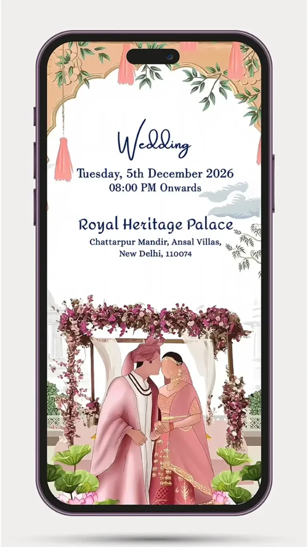 Online Wedding Invitation Video Maker Digital WhatsApp Wedding Invite Template 210 PR for modern wedding invitations and easy WhatsApp sharing