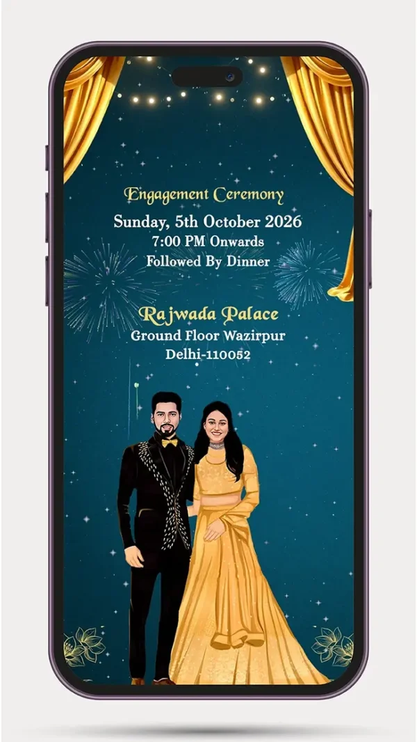 Elegant Ring Ceremony Invitation Video with floral theme, premium digital engagement invite for WhatsApp and social media sharing.