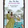 Free Save The Date wedding invitation video for WhatsApp featuring an elegant digital wedding announcement with customizable names, wedding date, and venue details.