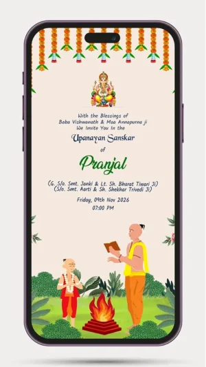 Thread Ceremony Invitation Video | Traditional Upanayanam Ceremony Digital Invitation Template