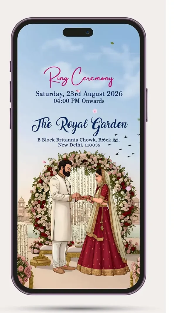 Wedding Ceremony Digital Invitation Video for Indian Wedding, Elegant WhatsApp Wedding E Invite Template with Custom Wedding Details, Modern Digital Wedding Invitation – 23 Ai