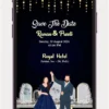 Free Wedding Save The Date E Invite digital wedding invitation video for WhatsApp with elegant floral design and modern Save The Date animation.