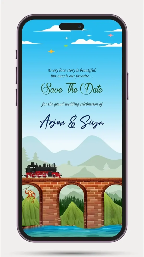 Free Wedding Save the Date Invite Video featuring a romantic digital wedding announcement with customizable names, wedding date, premium animation, and WhatsApp-friendly design.