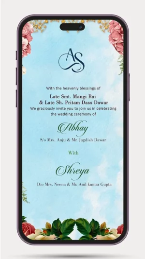 Whatsapp Wedding Invitation Video | Digital Wedding Invite Video - 218 PR personalized animated digital wedding invitation for WhatsApp sharing