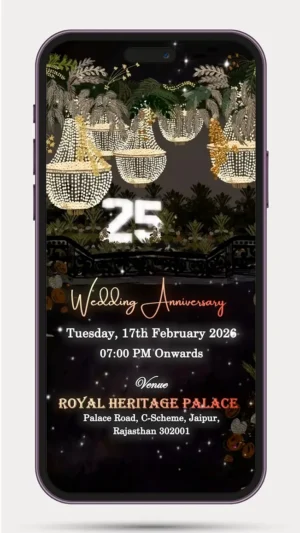 25th Wedding Anniversary Invitation Video with Elegant Silver Jubilee Design for WhatsApp Celebration – 248 PR