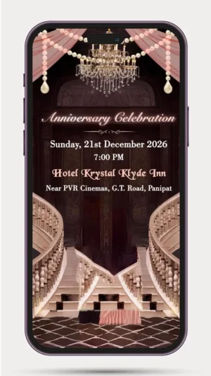 25th Wedding Anniversary Invitation Video with Elegant Golden Floral Design for WhatsApp Invite – 238 PR