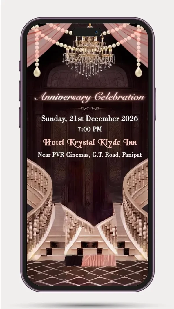 25th Wedding Anniversary Invitation Video with Elegant Golden Floral Design for WhatsApp Invite – 238 PR