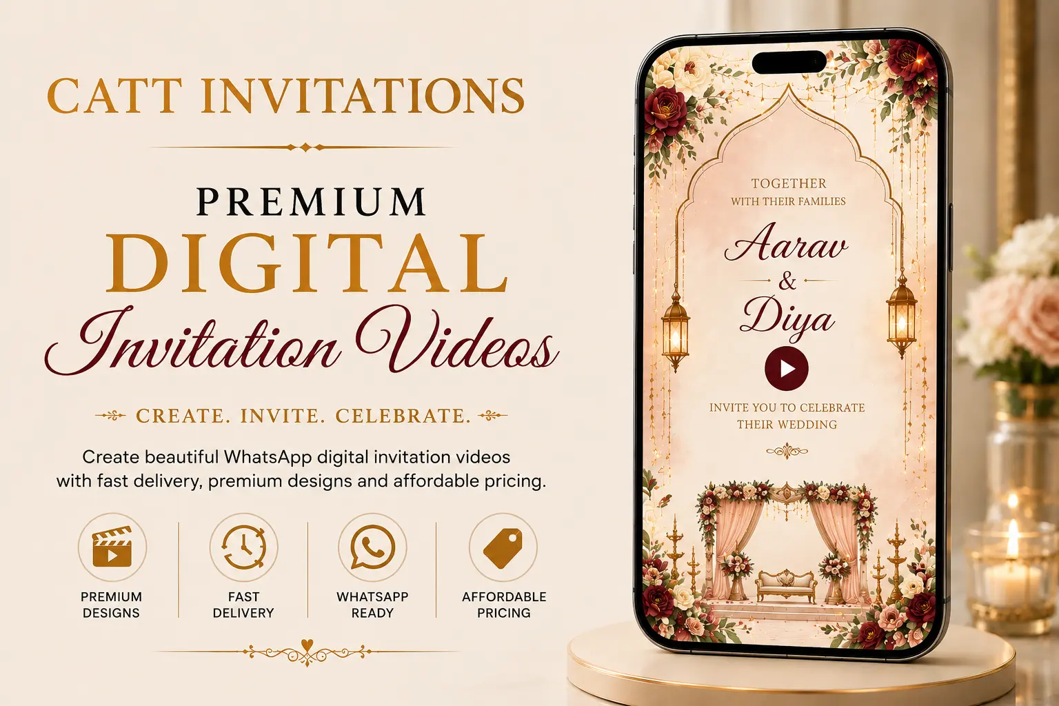 Digital Invitation Videos for Wedding, Birthday, Engagement, Baby Shower & All Events by Catt Invitations