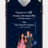 Engagement announcement video invite with elegant ring ceremony invitation design template for WhatsApp sharing.