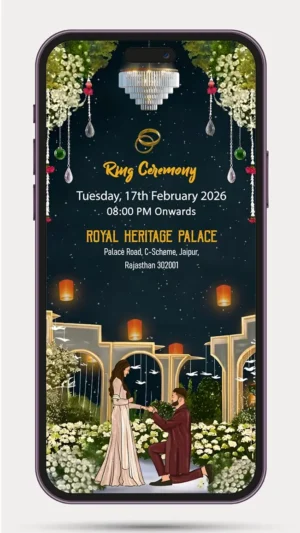 Elegant Engagement Video Invitation – Ring Ceremony Digital Invitation Video Template for WhatsApp & Social Media | 03 ENG