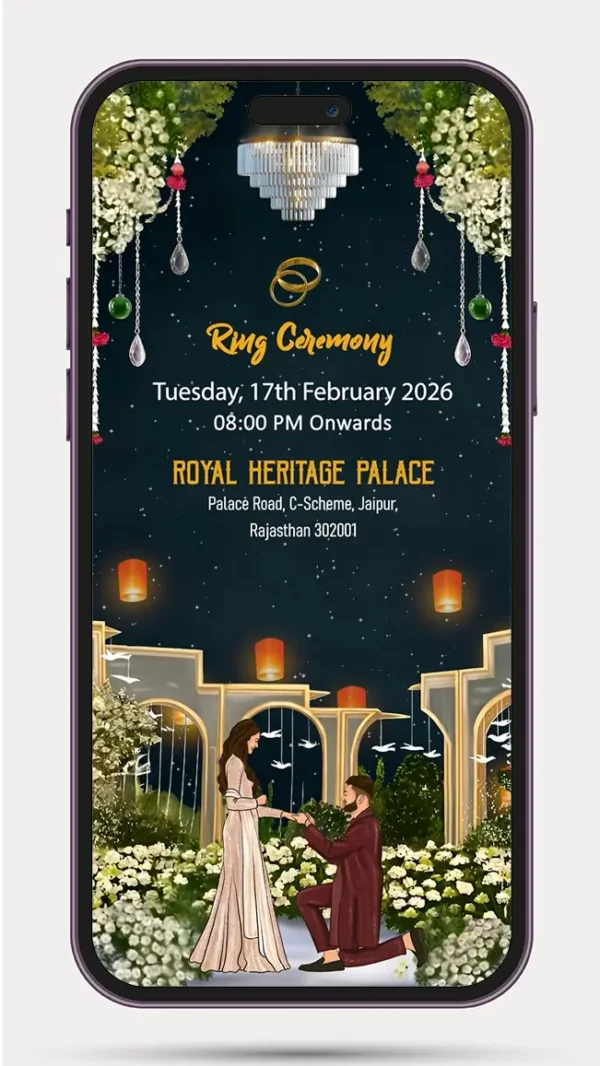 Elegant Engagement Video Invitation – Ring Ceremony Digital Invitation Video Template for WhatsApp & Social Media | 03 ENG