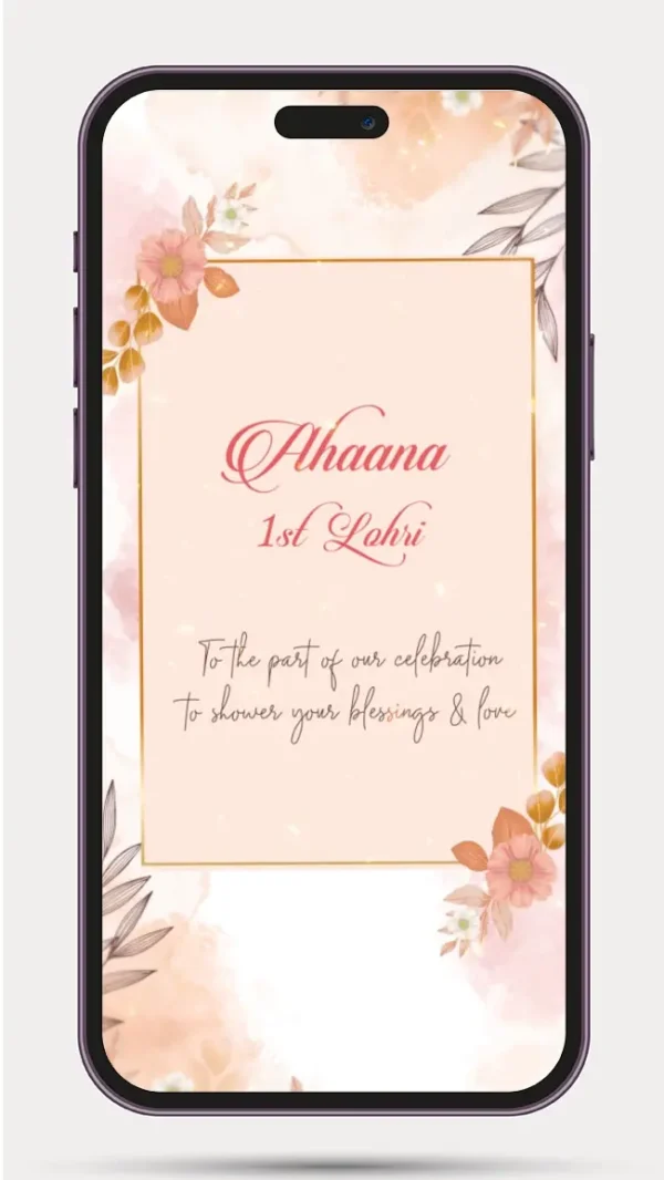 Kid's First Lohri Invitation Video – Personalized 1st Lohri WhatsApp Invitation for Baby Boy or Baby Girl with Traditional Punjabi Celebration Theme