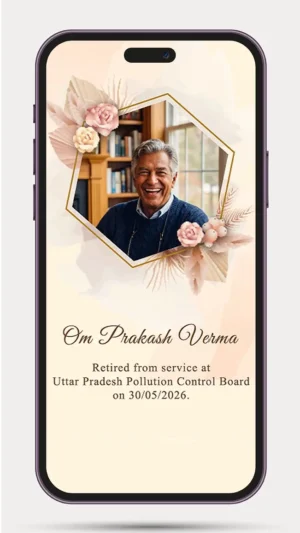 Retirement Party Invitation Video | Retirement Event Invite Video – Elegant Digital WhatsApp Retirement Invitation with Luxury Gold Floral Theme for Farewell Celebration