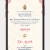 Elegant ring ceremony video invite template for engagement celebration featuring a modern digital invite design with romantic couple visuals, floral decor, and premium WhatsApp engagement invitation style.