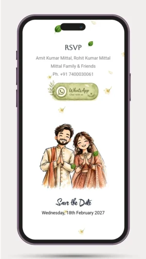 Website Wedding Invitation | Online Wedding Invitation Website 01 – Elegant Digital Wedding Invite with Interactive RSVP, Event Details, Couple Story, Photo Gallery & WhatsApp Sharing