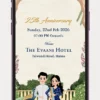 Elegant wedding anniversary invite video template with golden floral design, luxury black background, personalized couple names, anniversary celebration details, and premium digital WhatsApp invite – 228 PR