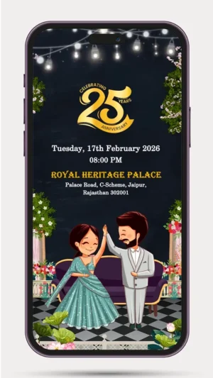 Wedding Anniversary Invitation Video with Elegant Floral Design for WhatsApp Sharing – 182 PR