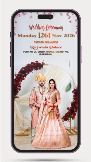 Caricature wedding video invite with personalized wedding invitation design -126