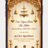 Khatu Shyam Kirtan Invitation Video featuring a divine Shyam Baba devotional theme with elegant floral decorations, spiritual background, and customizable digital invitation details.