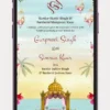 Sikh Wedding Invitation Card WhatsApp Invite Video 250 PR featuring an elegant Punjabi wedding invitation design for Anand Karaj ceremony with customizable couple details and premium digital invitation.