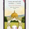 Sikh Wedding Invite Video Template 249 PR featuring a traditional Punjabi wedding theme with elegant floral decorations, Sikh couple illustration, Anand Karaj ceremony design, premium digital WhatsApp wedding invitation, customizable invite video for Sikh weddings.