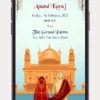 Sikh Wedding Video Invitation -164 PR featuring an elegant Punjabi wedding invitation design with traditional Sikh theme, luxurious floral decorations, premium typography, and a customizable digital WhatsApp wedding invitation for Anand Karaj ceremony.