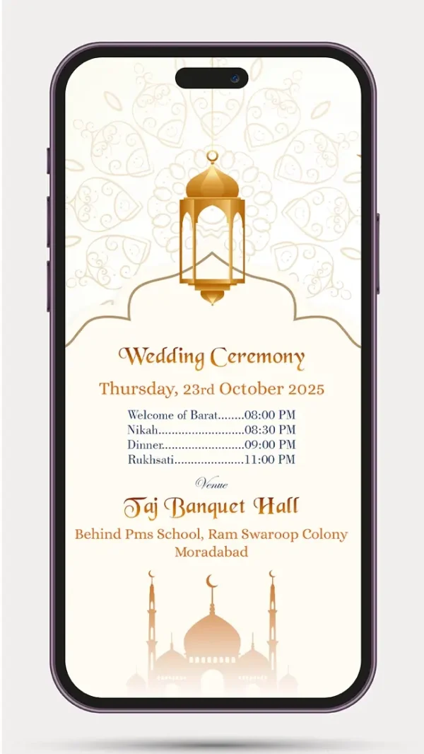 Elegant wedding invitation for muslim wedding design with Islamic wedding theme - 10 JEM